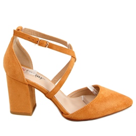 Pumps skære bred hæl kamel NC900 Camel brun