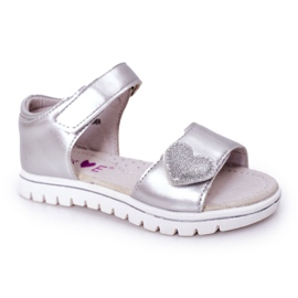 PE1 Børnesandaler med velcro kæreste sølv