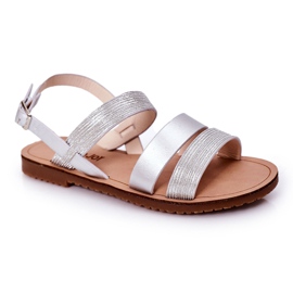 Børns sølv Natalie skinnende sandaler