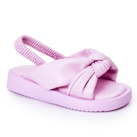 FR1 Børnesandaler med ribbet violet tyggegummi lilla