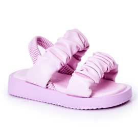 FR1 Børnesandaler med ribbet violet sødme