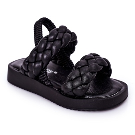 FR1 Børnesandaler med ribbet sort cutie-pie