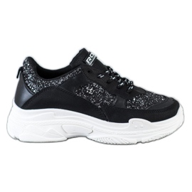 SHELOVET Sorte sneakers med glitter