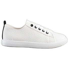 SHELOVET Åbne sneakers med øko -læder hvid