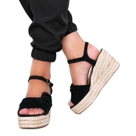 Sorte espadriller på kilen Minh