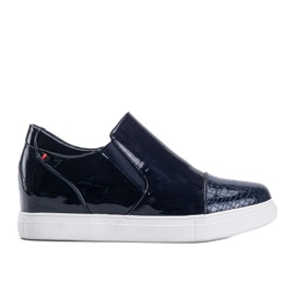 Marineblå lakerede sneakers på Yasmin -kilen marine blå