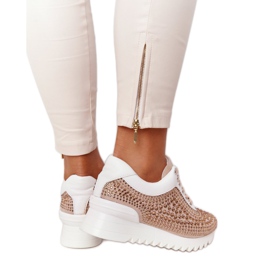 Wedge sneakers med pailletter Lu Boo Beige hvid