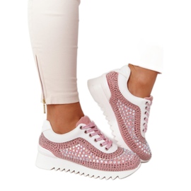 Wedge sneakers med pailletter Lu Boo Pink lyserød