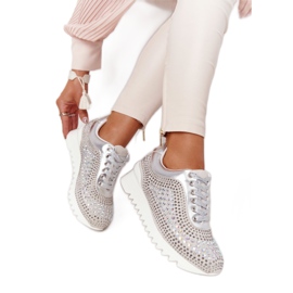 Wedge sneakers med pailletter Lu Boo sølv