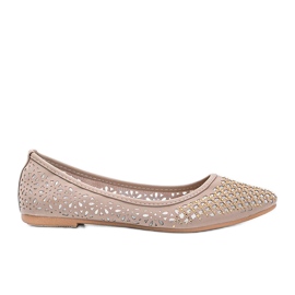 Porto Novo beige åbent ballerinaer
