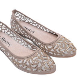 Beige openwork ballerinaer Kom nu! hvid
