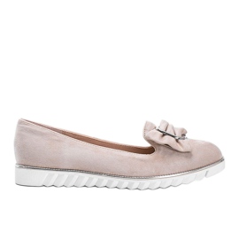 Beige loafers med en Nausura sløjfe