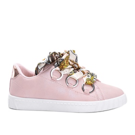 Lyserøde sneakers med satin Kisionis -binding