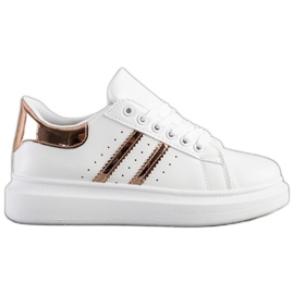SHELOVET Klassiske sneakers med striber hvid
