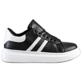 SHELOVET Klassiske sneakers med striber sort
