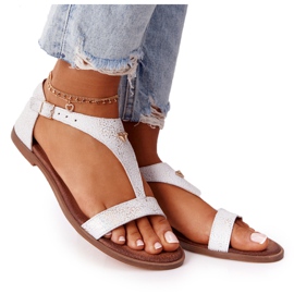 Kvinders lædersandaler Nicole 2648 White Metallic hvid flerfarvet