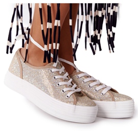 S.Barski Glitter -sneakers på Golden Luna -platformen gylden