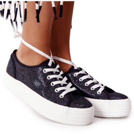 S.Barski Glitter -sneakers på den sorte Luna -platform