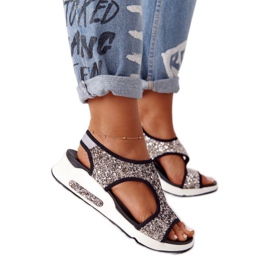 S.Barski Sølv Slip-On Sandaler Med Zoey Brocade sort