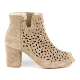 Exousite Kvinders åbent læderstøvler 1184 beige