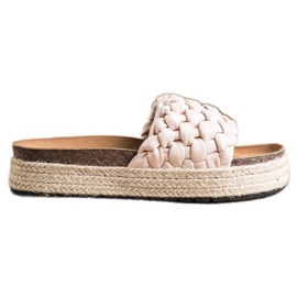 SHELOVET Flettede Espadrilles flip-flops beige