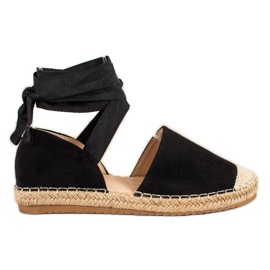 SHELOVET Moderigtigt bundet Espadrilles sort