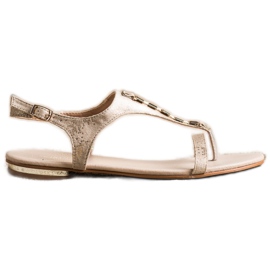 Sandaler med gyldne VINCEZA -ornamenter gylden