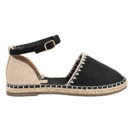 Goodin Sort Espadrilles med ruskind beige