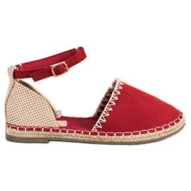 Goodin Rød Espadrilles med ruskind beige