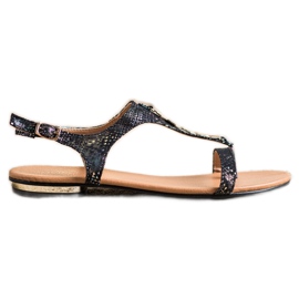 Sandaler med gyldne VINCEZA -ornamenter sort