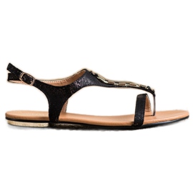 Sandaler med gyldne VINCEZA -ornamenter sort