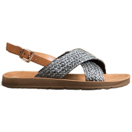 SHELOVET Behagelige flettede sandaler sort