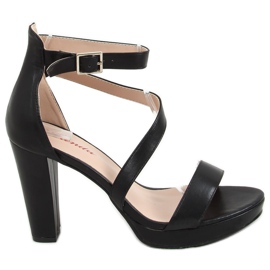 Sorte S-839 sorte sandaler med plateau