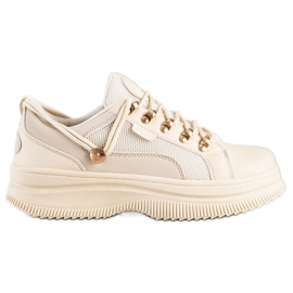 SHELOVET Beige sneakers på platformen