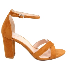 Højhælede sandaler med kamel NF-63P Camel brun