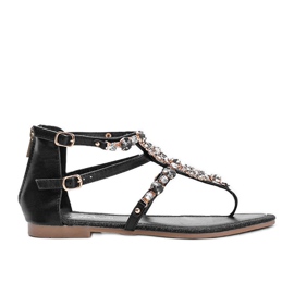 Sorte sandaler rigt dekoreret med Yosemite