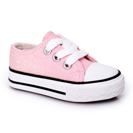 Børns Pink Glitter Sneakers Bling-Bling lyserød
