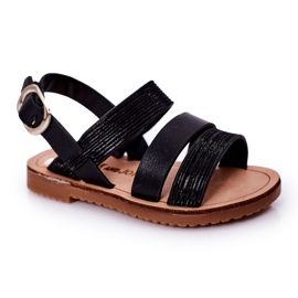 Børns sorte Natalie skinnende sandaler