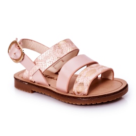 FR1 Børns skinnende sandaler Slangemønster Pink Natalie lyserød