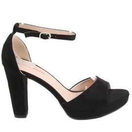 Sorte S-850 sorte sandaler med plateau