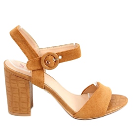 Kamelhøjhælede sandaler SL1008P Camel brun flerfarvet