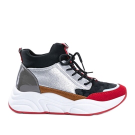 Sorte sneakers på en fyldig Cassadi sål flerfarvet