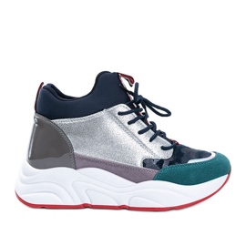 Navy sneakers på en tyk Cassadi sål marine blå flerfarvet