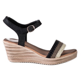 Sea Elves Casual wedge sandaler beige brun sort