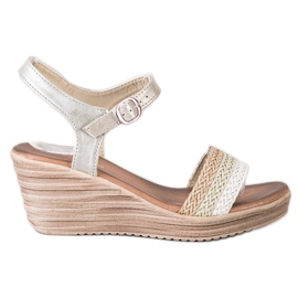 Sea Elves Casual wedge sandaler beige hvid sølv
