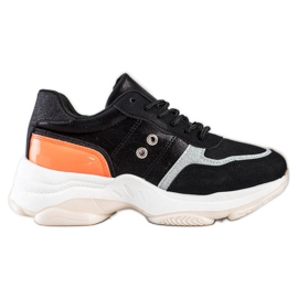 SHELOVET Behagelige moderigtige sneakers sort orange sølv