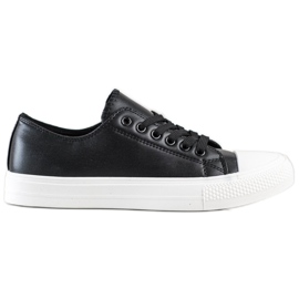SHELOVET Sorte sneakers med Eco Leather