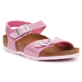 Birkenstock Rio Plain Jr 1018991 sandaler sort lyserød
