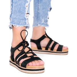 Sort Layla snøre-sandaler