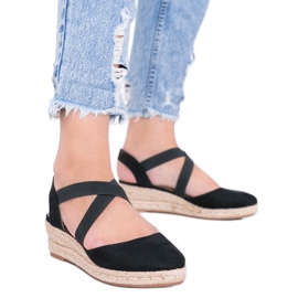 Sorte espadriller på kilen Monic